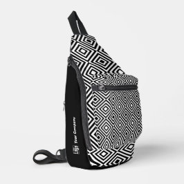 Promo Company Logo Naam Zwart & Wit Patroon Sling Bag