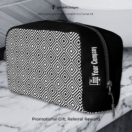 Promo Company Logo Naam Zwart & Wit Tegel Patroon Toilettasje