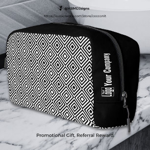 Promo Company Logo Naam Zwart & Wit Tegel Patroon Toilettasje