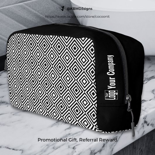 Promo Company Logo Naam Zwart & Wit Tegel Patroon Toilettasje