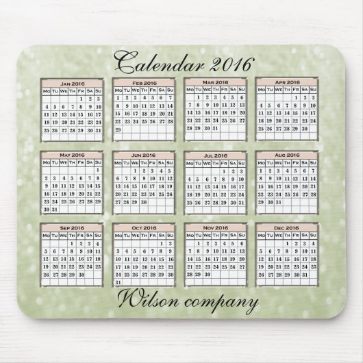 Promo Glamoureuze glitterij per jaar kalender 2016 Muismat (Voorkant)