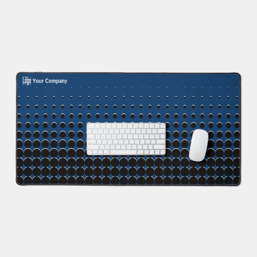 Promo Halftoonpatroon Blauw Wit Zwart Logo Naam Bureaumat (Keyboard & Muis)