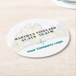 Promo Logo Latitude Longitude Martha's Vineyard Ronde Kartonnen Onderzetter