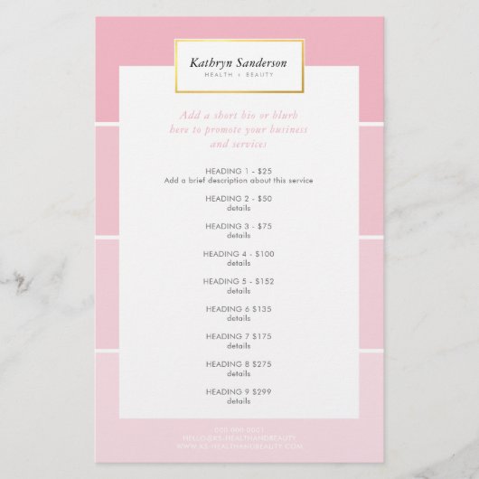 PROMO PRICE SERVICES LIJST moderne roze verfchip Flyer (Voorkant)