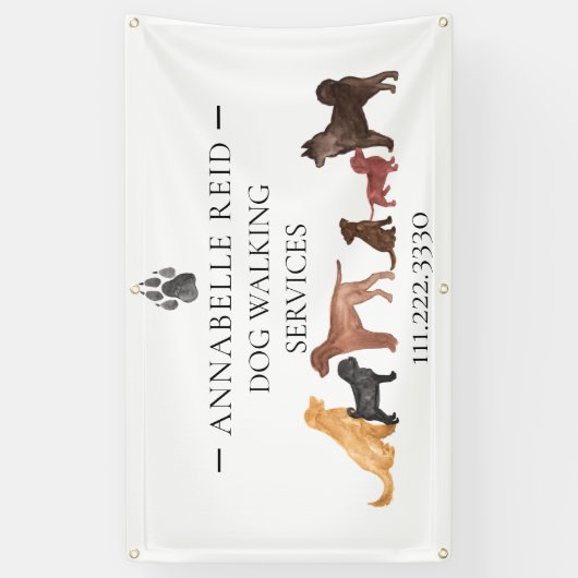 Promo Waterverf van Dog Walking Pet Sitter Service Spandoek (Verticaal)