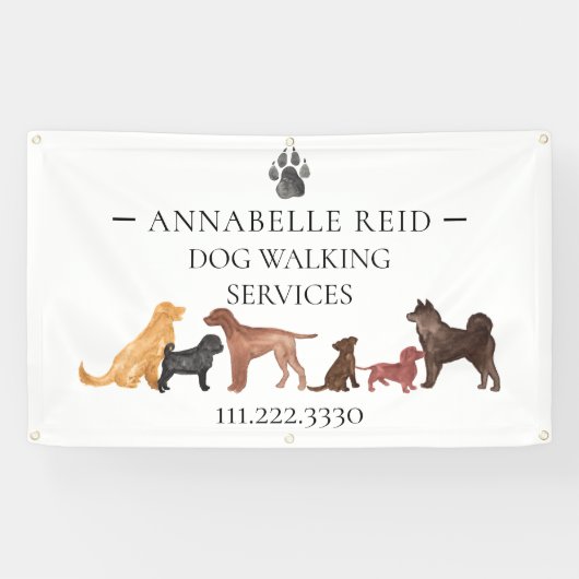 Promo Waterverf van Dog Walking Pet Sitter Service Spandoek (Horizontaal)