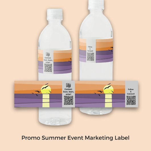 Promo Zomer Evenement Marketing Logo CTA QR Sociaa Waterfles Etiket