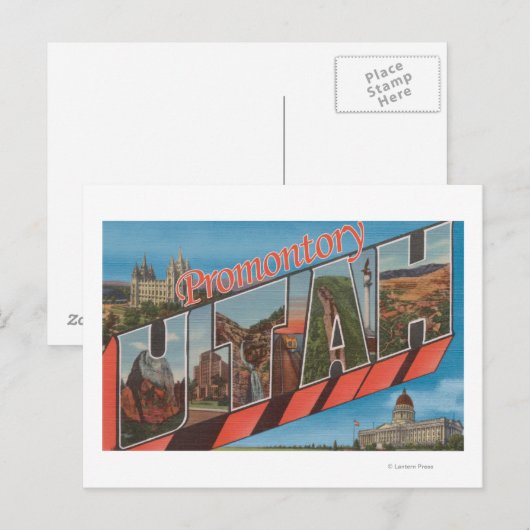 Promontory, Utah - Grote lettertjes Briefkaart (Voorkant / Achterkant)