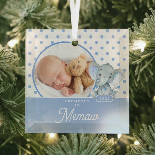 Promoot op Memaw Baby Photo Glas Ornament (Insitu)
