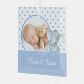 Promoot op Nonna Nonno Baby Boy Foto Glas Ornament (Voorkant links)