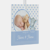 Promoot op Nonna Nonno Baby Boy Foto Glas Ornament (Voorkant Rechts)