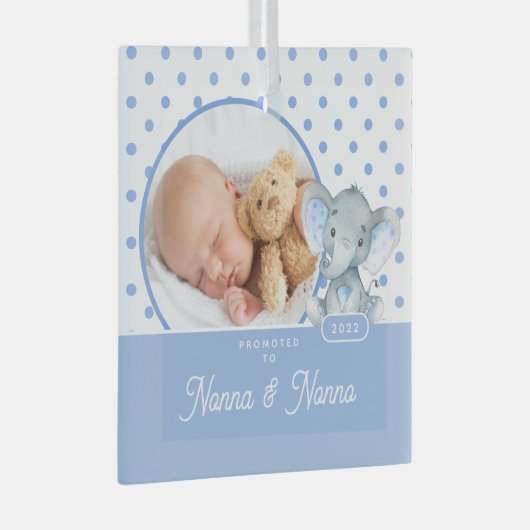 Promoot op Nonna Nonno Baby Boy Foto Glas Ornament (Voorkant Rechts)
