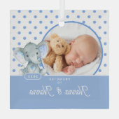 Promoot op Nonna Nonno Baby Boy Foto Glas Ornament (Achterkant)