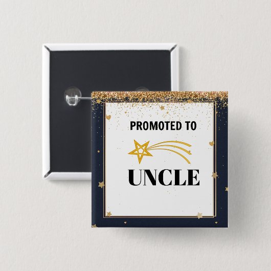 Promoot op oom, feest vierkante button 5,1 cm (Voorkant /achterkant)