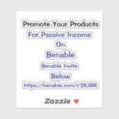 Promoot uw producten op Benable Invite Code  Sticker (Vel)