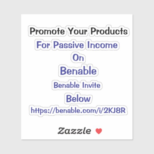 Promoot uw producten op Benable Invite Code  Sticker (Vel)
