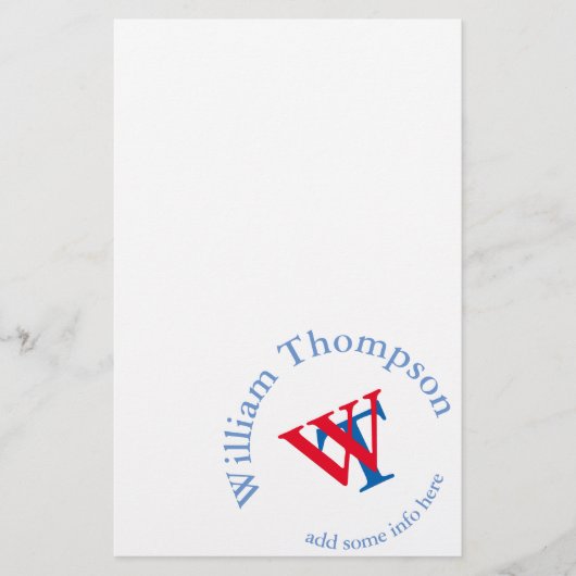 Promoot uzelf | Logo | Monogram rood/blauw Briefpapier (Voorkant)