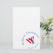 Promoot uzelf | Logo | Monogram rood/blauw Briefpapier (Staand voorkant)