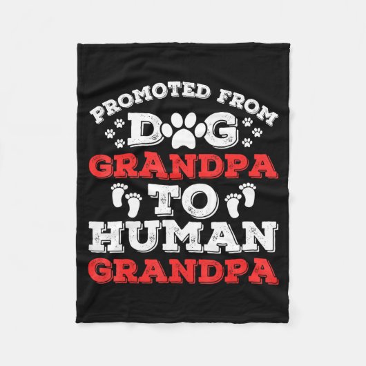 Promoted From Dog Grandpa To Human Grandpa Funny N Fleece Deken (Voorkant)