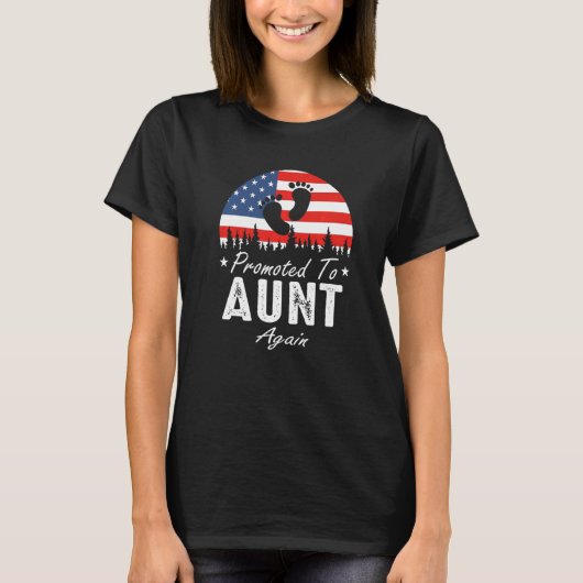 Promoted To Aunt Again 2024 US Flag Father's Day P T-shirt (Voorkant)