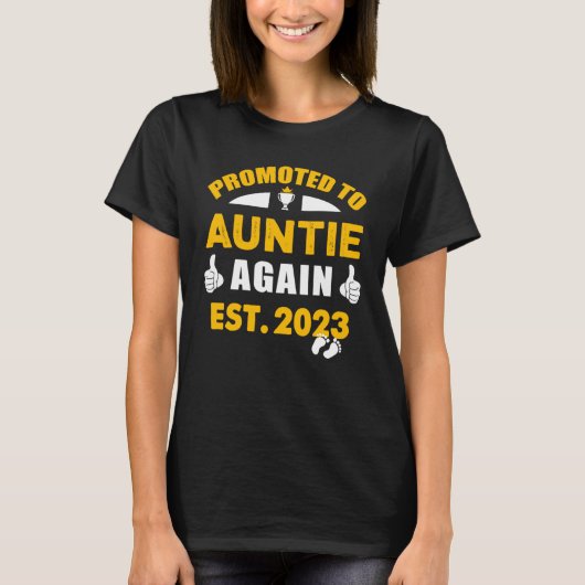 Promoted To Auntie Again 2023 Pregnancy Announceme T-shirt (Voorkant)