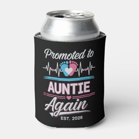 Promoted To Auntie Again Est 2026 Pregnancy Reveal Blikjeskoeler (Blikje Voorkant)