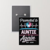 Promoted To Auntie Again Est 2026 Pregnancy Reveal Button (Voorkant / Achterkant)