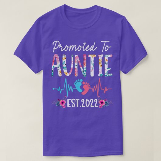 Promoted To Auntie Est 2022 Funny Floral Mothers D T-shirt (Design voorkant)