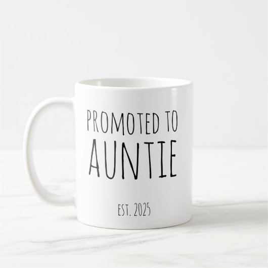 Promoted to Auntie Est 2025 New Aunt Gift Koffiemok (Links)