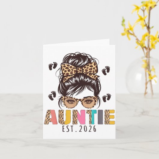 Promoted To Auntie Est 2026 Aunt To Be New Aunt Me Kaart (Gele Bloem)