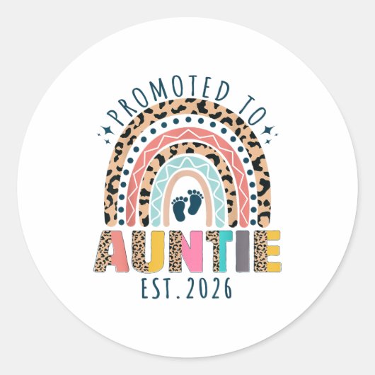 Promoted To Auntie Est 2026 Soon To Be Aunt First Ronde Sticker (Voorkant)