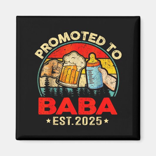 Promoted To Baba Est 2025 Vintage  Magneet (Voorkant)