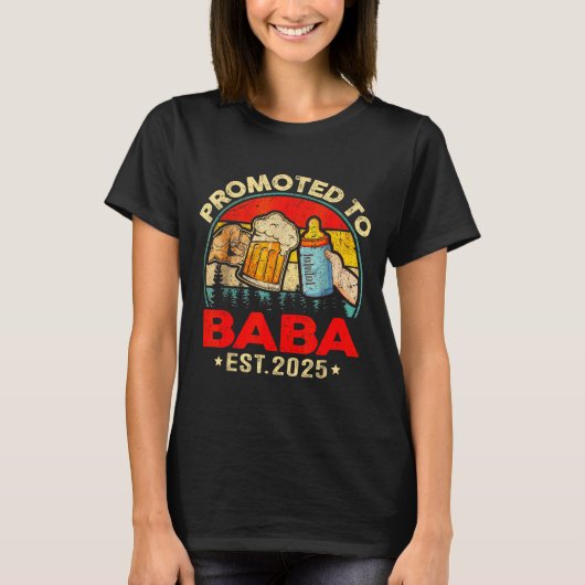 Promoted To Baba Est 2025 Vintage  T-shirt (Voorkant)
