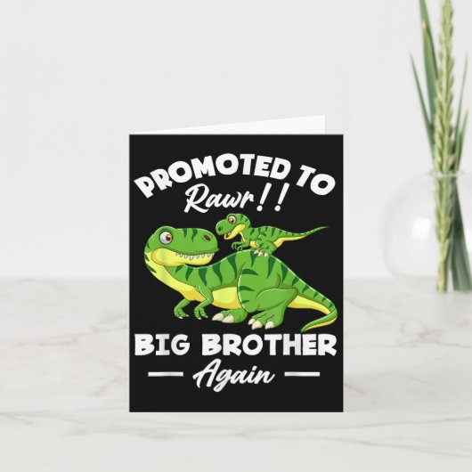 Promoted To Big Brother Again Dinosaur Lover Gift  Kaart (Voorkant)