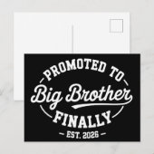Promoted To Big Brother Finally 2026 Baby Announce Aankondigingskaart (Voorkant / Achterkant)