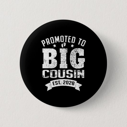 Promoted To Big Cousin 2026 Cool Cousin Baby Annou Ronde Button 5,7 Cm (Voorkant)