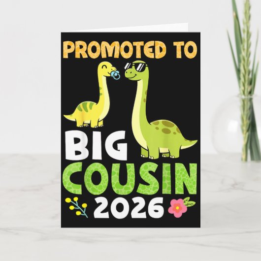 Promoted To Big Cousin 2026 Cute Dinosaur Family T Kaart (Voorkant)