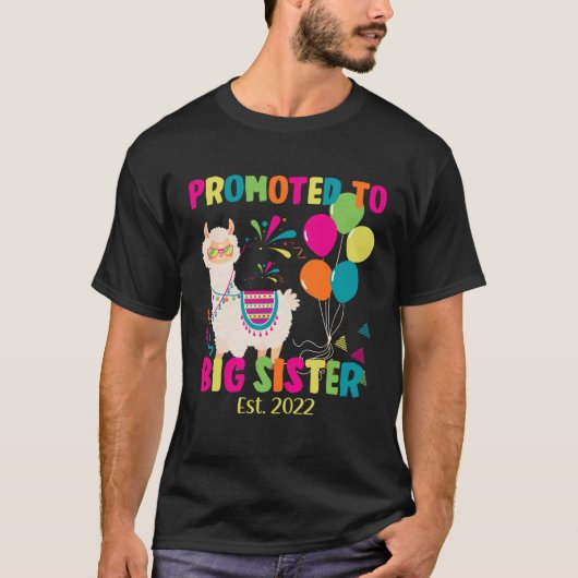 Promoted To Big Sister 2022 Llama T-shirt (Voorkant)