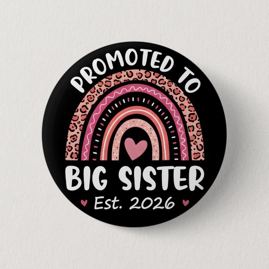 Promoted to Big Sister 2026 Cute Pregnancy Ronde Button 5,7 Cm (Voorkant)