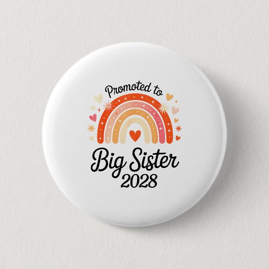 Promoted To Big Sister 2028 New Baby Pregnancy Ann Ronde Button 5,7 Cm (Voorkant)