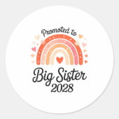 Promoted To Big Sister 2028 New Baby Pregnancy Ann Ronde Sticker (Voorkant)