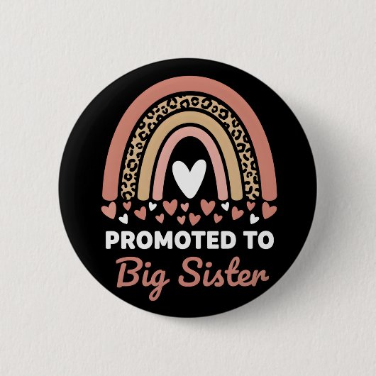 Promoted to Big Sister Adorable 2026 Baby Ronde Button 5,7 Cm (Voorkant)