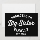 Promoted To Big Sister Finally 2026 Pregnancy Baby Kaart (Voorkant / Achterkant)