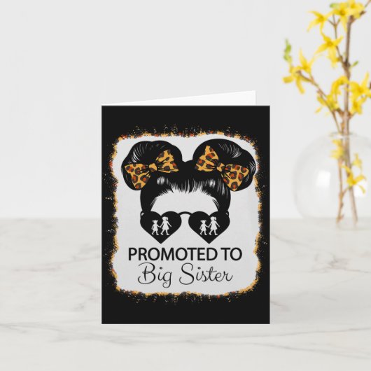 Promoted To Big Sister Leopard Girl Baby Announcem Kaart (Gele Bloem)