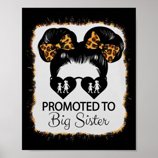 Promoted To Big Sister Leopard Girl Baby Announcem Poster (Voorkant)