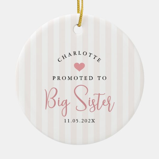 Promoted to Big Sister Photo Year Heart Keepsake Keramisch Ornament (Voorkant)