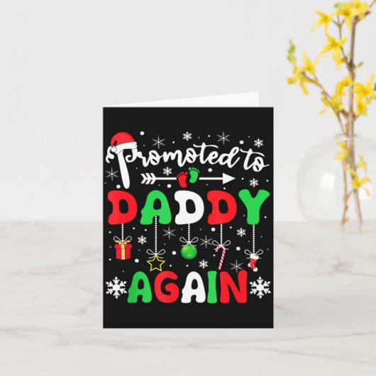 Promoted To Daddy Again Christmas Pregnancy Announ Kaart (Gele Bloem)