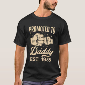 Promoted To Daddy Est 1988 First Time Dad Father'S T-shirt