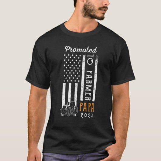 Promoted To Farmer Papa 2023 New Papa USA Flag Pre T-shirt (Voorkant)