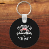 Promoted To Godmother 2025 Flower First Time New G Sleutelhanger (Voorkant)